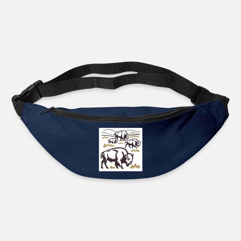 Bisonherde auf der Steppe - Gürteltasche - Navy