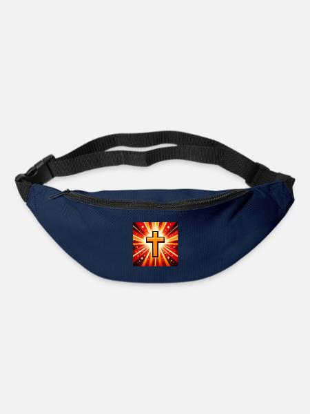 Kreuz im Sonnenstrahlenmeer - Gürteltasche - Navy