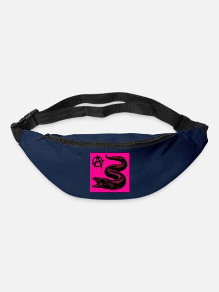 Anarchischer schwarzer Aal auf Neonpink - Gürteltasche - Navy