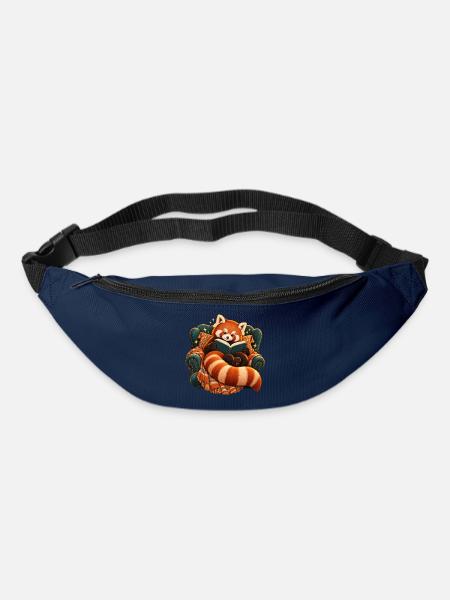 Gemütlicher roter Panda liest ein Buch - Gürteltasche - Navy