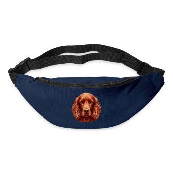 Kupferroter Irish Setter Hunde Porträt Kunst - Gürteltasche - Navy - Vorne