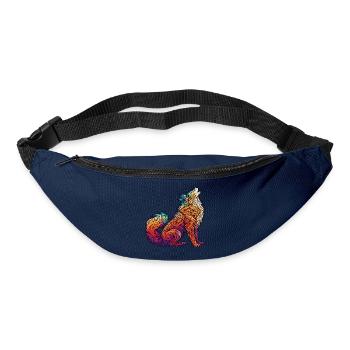 Bunter Wolf Tribal Muster - Gürteltasche - Navy - Vorne