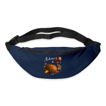 Autumn - Kürbis mit bunten Herbstblättern - Gürteltasche - Navy - Vorne
