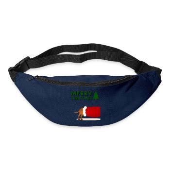 Froher Weihnachtshund - Gürteltasche - Navy - Vorne
