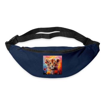 Löwenbaby – buntes Tiermotiv - Gürteltasche - Navy - Vorne
