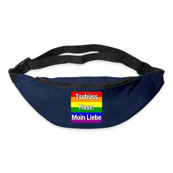 TSCHÜSS HASS MOIN LIEBE REGENBOGEN STATEMENT SHIRT - Gürteltasche - Navy - Vorne