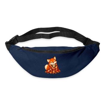 Fuchs mit Herbstschal und Kaffee - Gürteltasche - Navy - Vorne