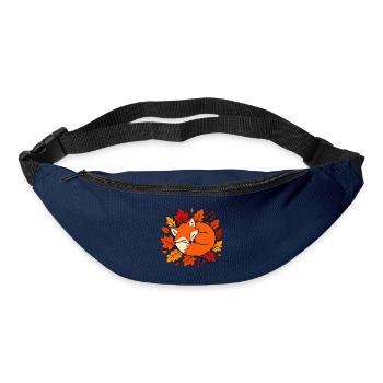 Schlafender Fuchs Herbstblätter Natur Vektor Shirt - Gürteltasche - Navy - Vorne
