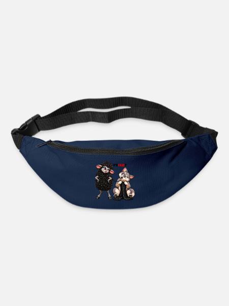 Schaf und Wolf – Strickhumor - Gürteltasche - Navy