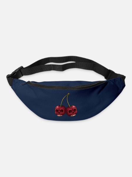Cartoon Totenkopfschädel Kirschen - Gürteltasche - Navy