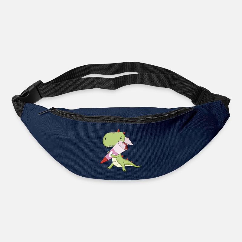 DINO avec cône rose d’école, école - Sac banane - marine