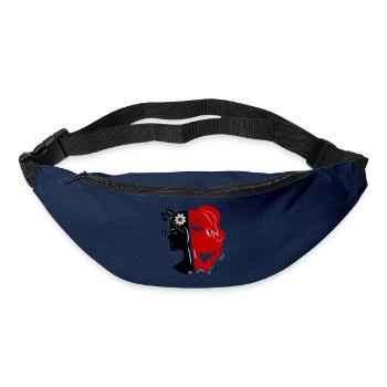 Visage de femme - Sac banane - marine - Devant