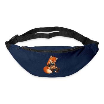 Fuchs legt eine Eichel-Intarsie - Gürteltasche - Navy - Vorne