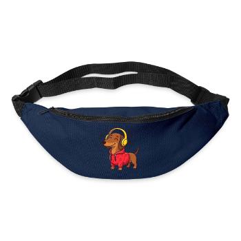 Dackel Musik Kopfhörer Hund Sound T-Shirt - Gürteltasche - Navy - Vorne
