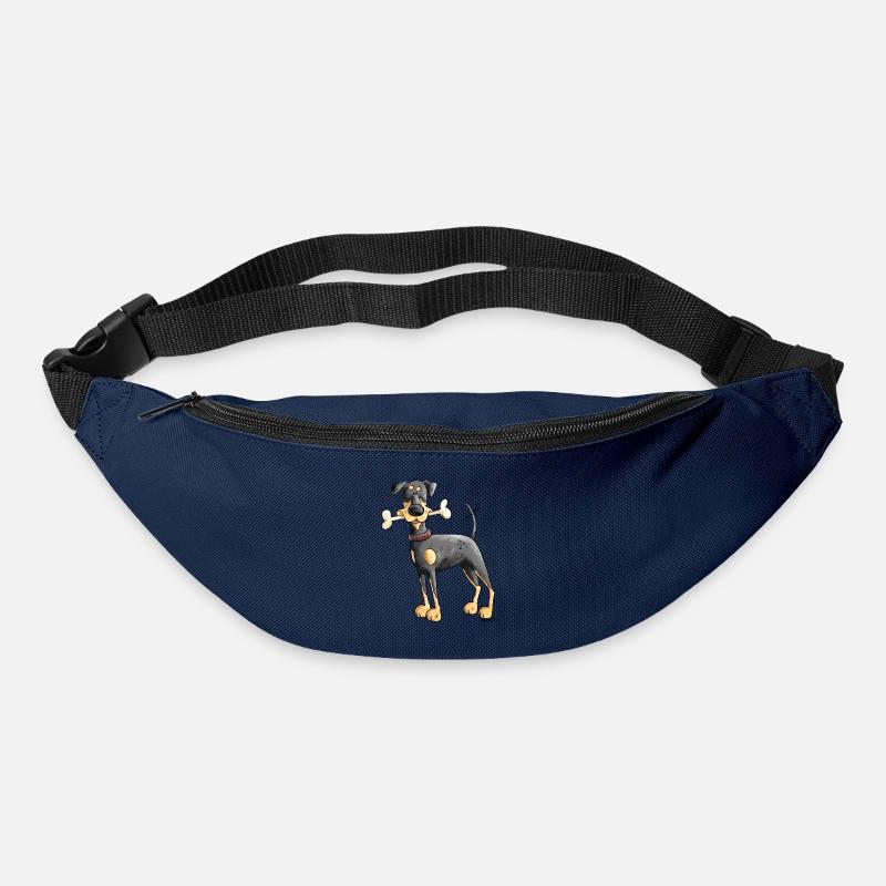 Dobermann Oder Pinscher mit Knochen - Gürteltasche - Navy