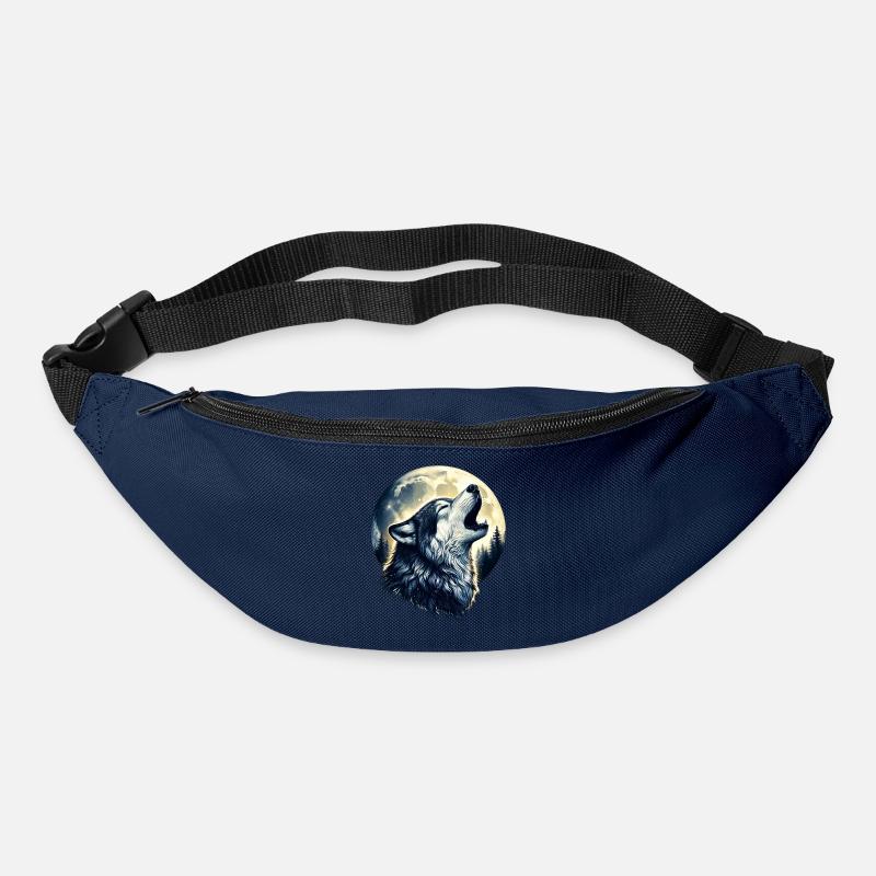Wolf heult den Vollmond an - Gürteltasche - Navy