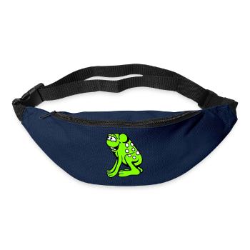 Frosch Kröte lacht lustig albern frech sitzt Comic - Gürteltasche - Navy - Vorne