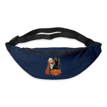 Halloween Katze auf Kürbis mit schüchternem - Gürteltasche - Navy - Vorne