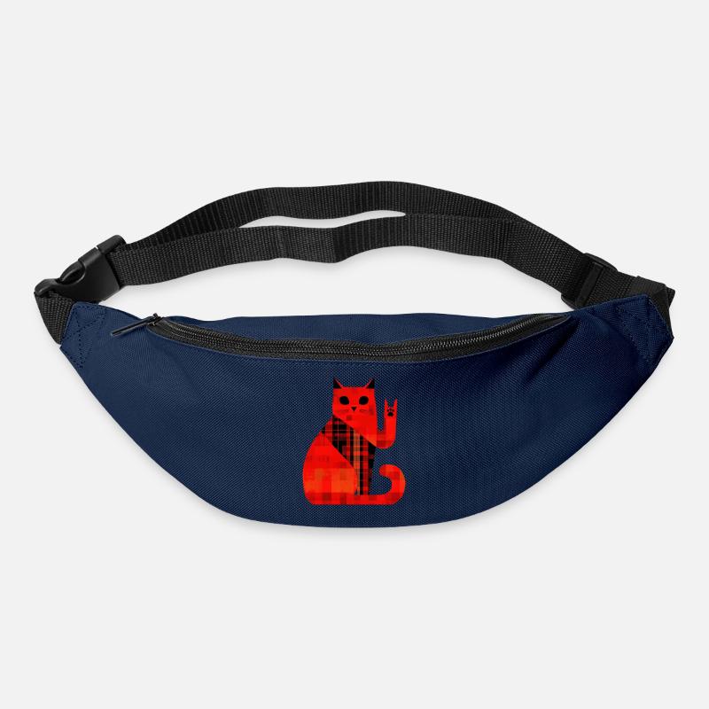 Rote Katze Karo Muster Modern - Gürteltasche - Navy