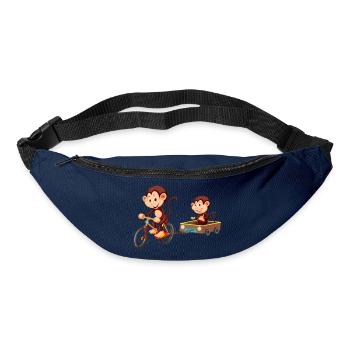 Singe mignon rigolo - Sac banane - marine - Devant