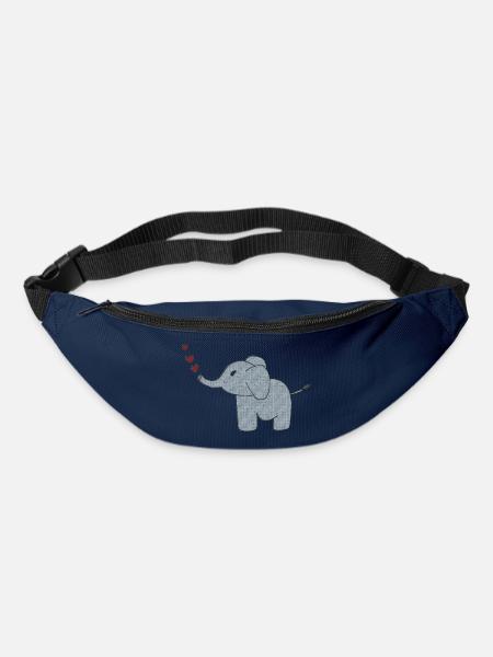 elefant gewebe mit herzen - Gürteltasche - Navy