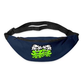 2 grenouilles couple femmes crapaud drôle amoureux mignon - Sac banane - marine - Devant