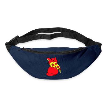 Katze Isst Salami Pizza Hunger Fast Food Essen - Gürteltasche - Navy - Vorne