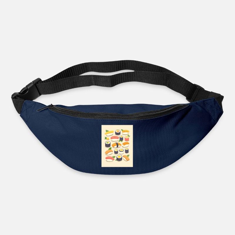 Lebendige Sushi-Sortiment-Illustration - Gürteltasche - Navy