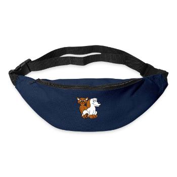 Hund Katze Zwei Freunde Team Kätzchen 2 Duo Crew - Gürteltasche - Navy - Vorne