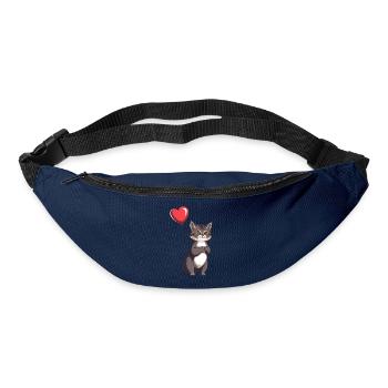 Katze mit Herz Ballon Geschenk Geburtstag - Gürteltasche - Navy - Vorne