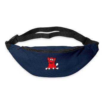 Chat Plisse les yeux Drôle Fou Langue Sortie Grimace - Sac banane - marine - Devant