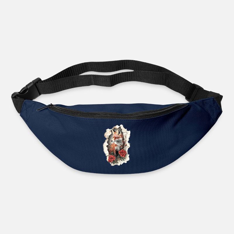 Fuchs mit Blumen - Gürteltasche - Navy