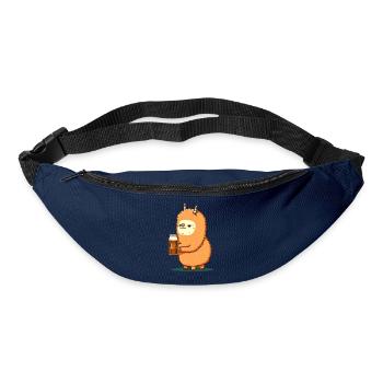 Sweet fluffy alpaca with beer. Lama Gift - Bum bag - navy - Front