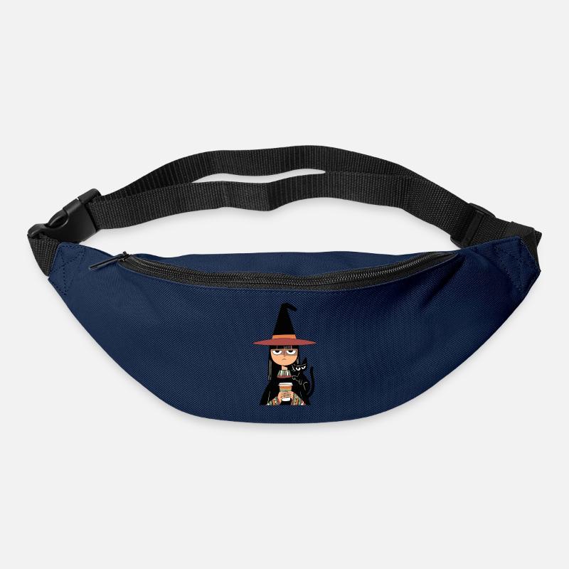 Grumpy Witch with Coffee and Black Cat – Halloween - Gürteltasche - Navy