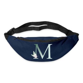 M Monogram, Floral, Personnalisable - Sac banane - marine - Devant