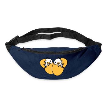 2 Birds Two Chicks Egg Hatch Born Eggshell - Bum bag - navy - Front