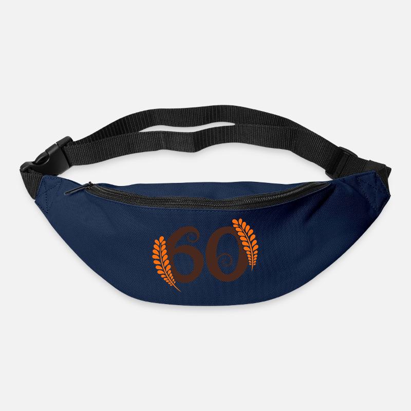 Zahl 60 mit Blättern und Kringel - Gürteltasche - Navy