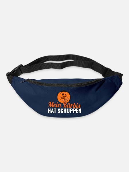 Mein Kürbis hat Schuppen – Gecko Halloween Shirt - Gürteltasche - Navy