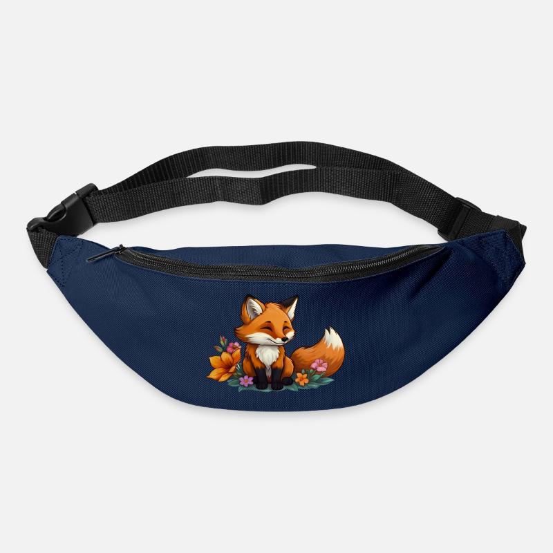 Fuchs mit Blumen - Floral Fox - Gürteltasche - Navy