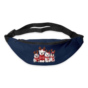 Fröhliche Weihnachtstiere mit Rentiergeweih - Gürteltasche - Navy - Vorne