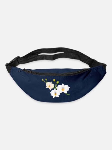 zarte opalisierende weiße Blüten einer Orchidee - Gürteltasche - Navy