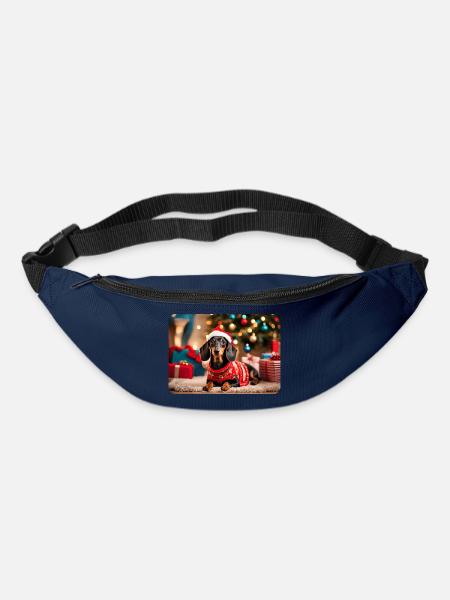 Süsser Weihnachts-Dackel - Gürteltasche - Navy