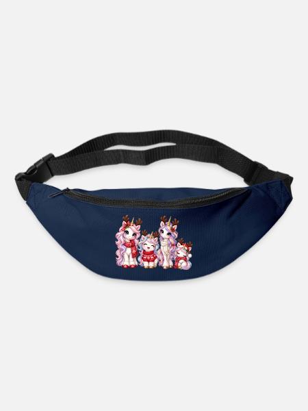 Weihnachts-Einhörner mit Rentiergeweih - Gürteltasche - Navy