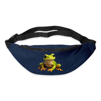 Froschgrüner PopArt Frosch - Gürteltasche - Navy - Vorne