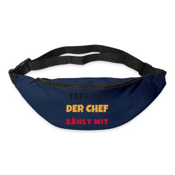 Vorsicht Der Chef Zählt Mit Lustiger Büro Spruch - Gürteltasche - Navy - Vorne