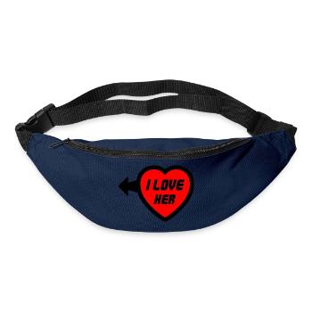 Herz I LOVE HER Typo - Gürteltasche - Navy - Vorne