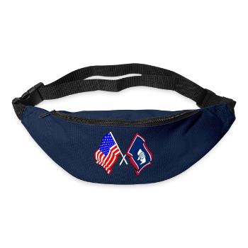Drapeau des États-Unis et de l’État du Wyoming franchi - Sac banane - marine - Devant