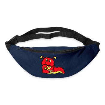 Raupe Wurm Glücklich Essend Pizza Salami Fast Food - Gürteltasche - Navy - Vorne