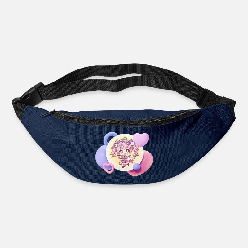 Pastel chibi with hearts - Bum bag - navy