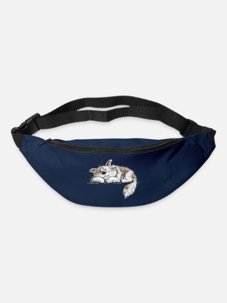 Maine Coon Katze Linie Katzenfreund Tierhumor - Gürteltasche - Navy